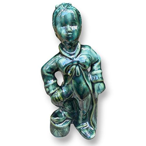Ali Burnette 8" Vintage Child Figurine Sculpture w/Green Glaze DP6167